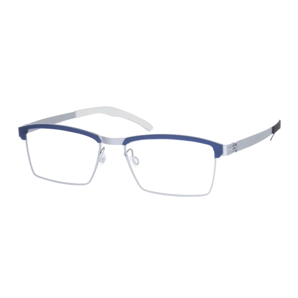 Gang - Half-Rim Silver Blue Glasses for Men - EFE