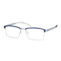 Silver - Rectangle Silver Blue Glasses for Men