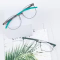 Dion - Square Green Glasses for Men