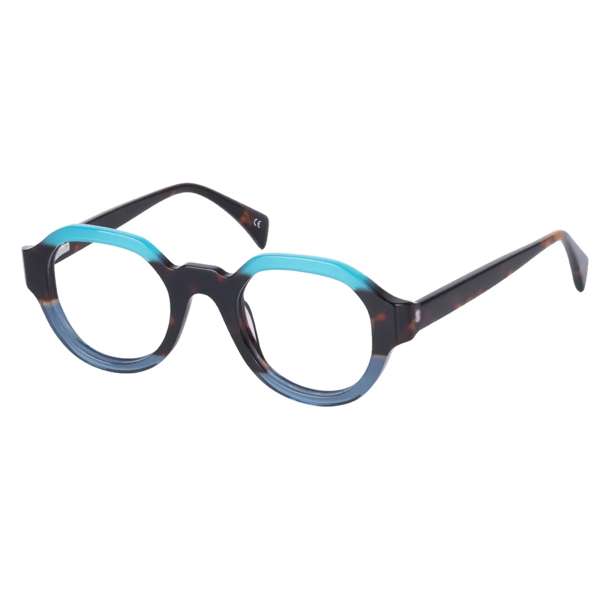Amber - Round Brown-Blue Glasses for Men & Women - EFE