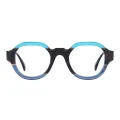 Amber - Round Brown-Blue Glasses for Men & Women