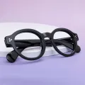 Harmoine - Round Black Glasses for Women