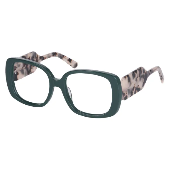 square green-tortoiseshell eyeglasses