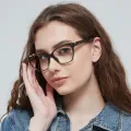 Latte - Cat-eye Green-Tortoiseshell Glasses for Women