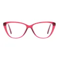 Kat - Oval Red Glasses for Women