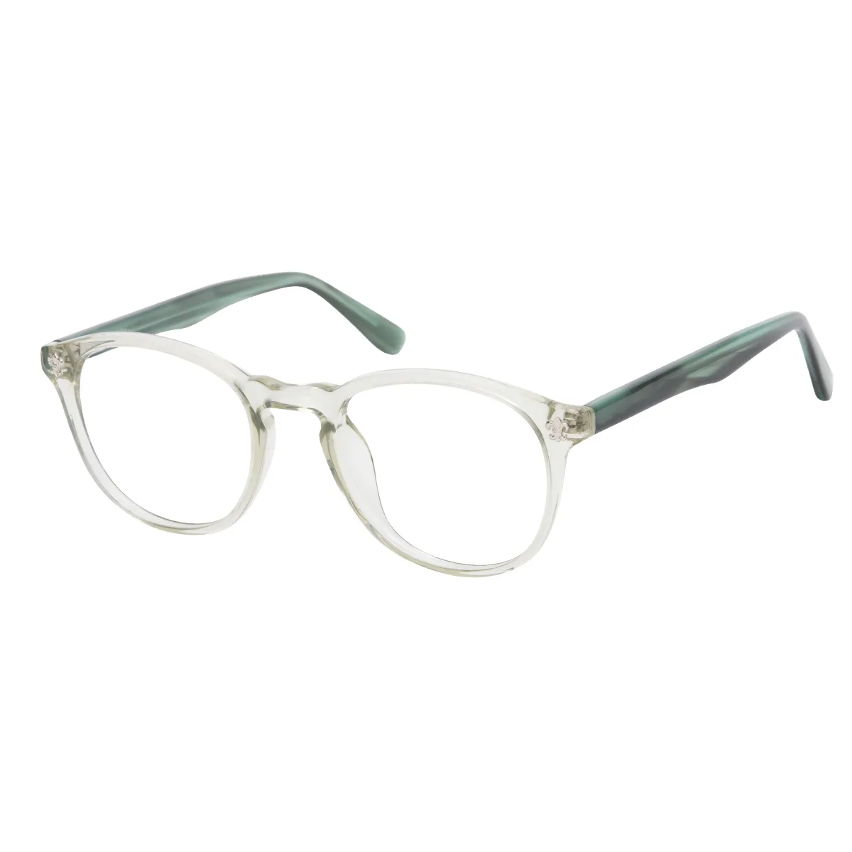 Nia - Oval Translucent-Green Glasses for Men & Women