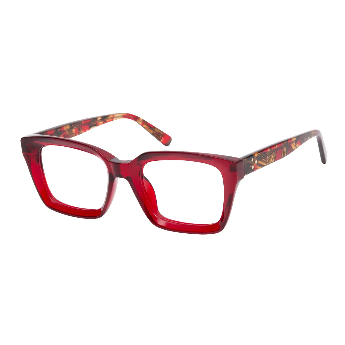 Dario - Square Red Glasses for Women