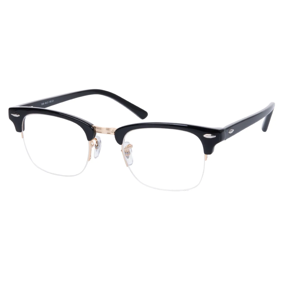 Theodore - Half-Rim Black-Gold Glasses for Men & Women - EFE