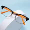 Mariah - Browline Black-Orange Glasses for Men & Women