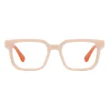 Nate - Rectangle Cream-Orange Glasses for Men & Women