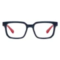 Nate - Rectangle Black-Red Glasses for Men & Women