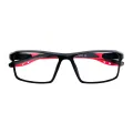 Zachary - Square Black/Red Glasses for Men