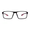 Zachary - Square Black/Red Glasses for Men