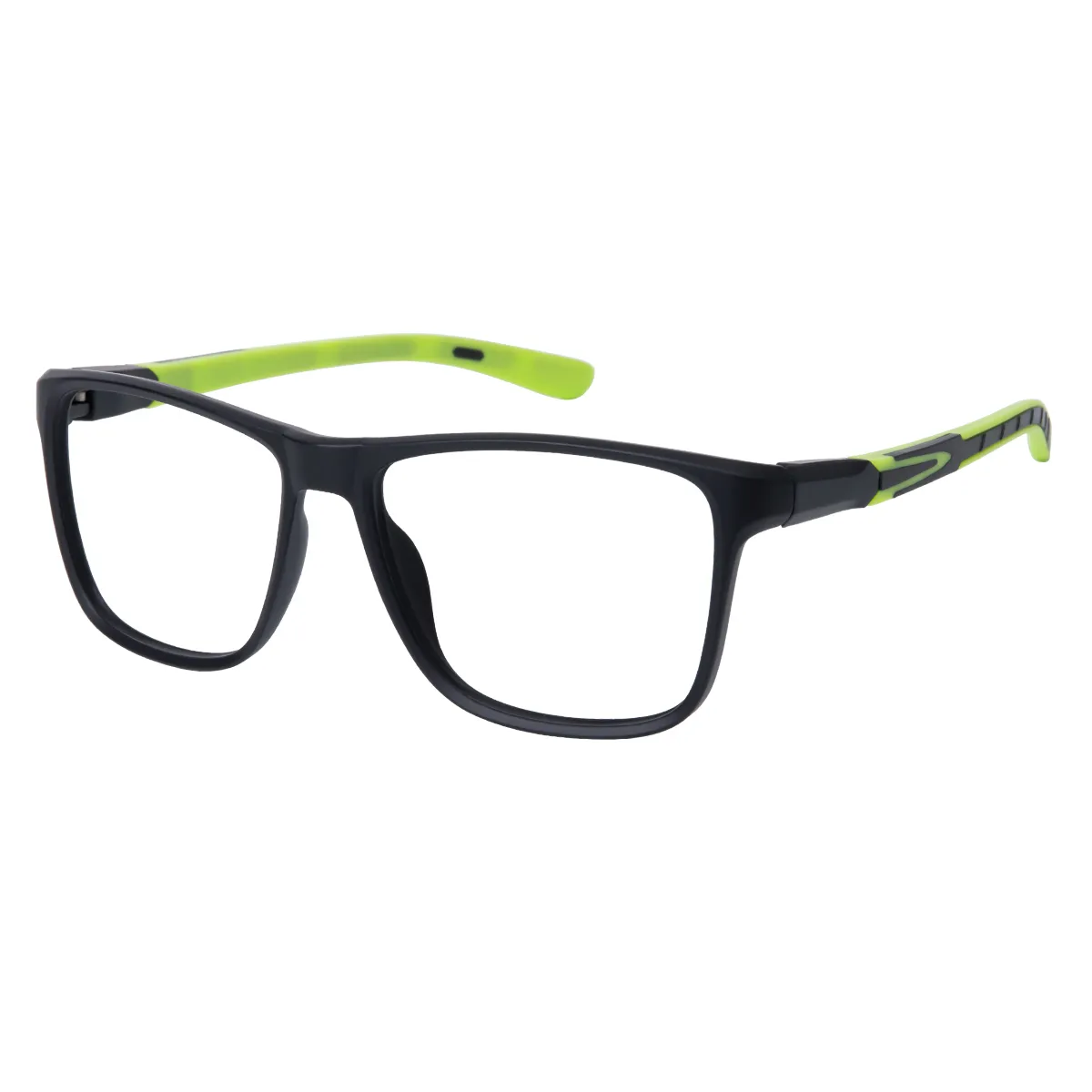 Casper - Rectangle Black-Green Glasses for Men