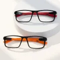 Ronan - Rectangle Black-Orange Glasses for Men