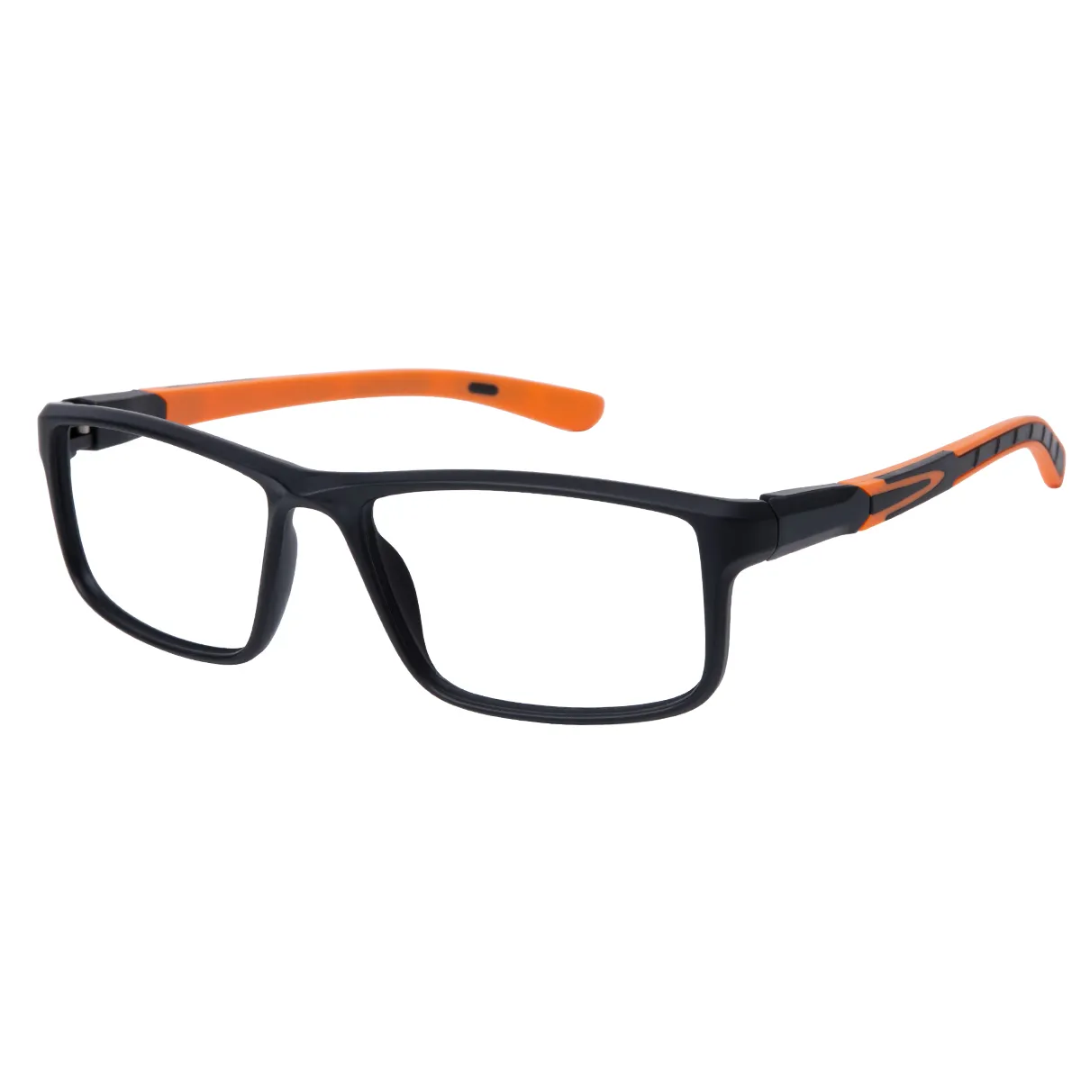 Ronan - Rectangle Black-Orange Glasses for Men
