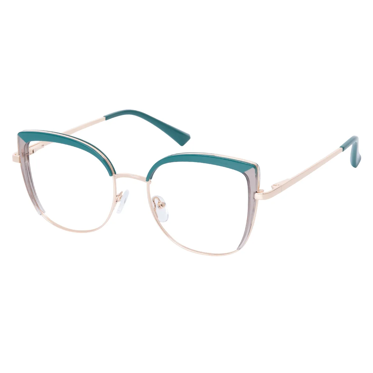 Isolde - Cat-eye Green-Translucent Glasses for Women