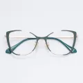 Sunny - Cat-eye Green-Gold Glasses for Women