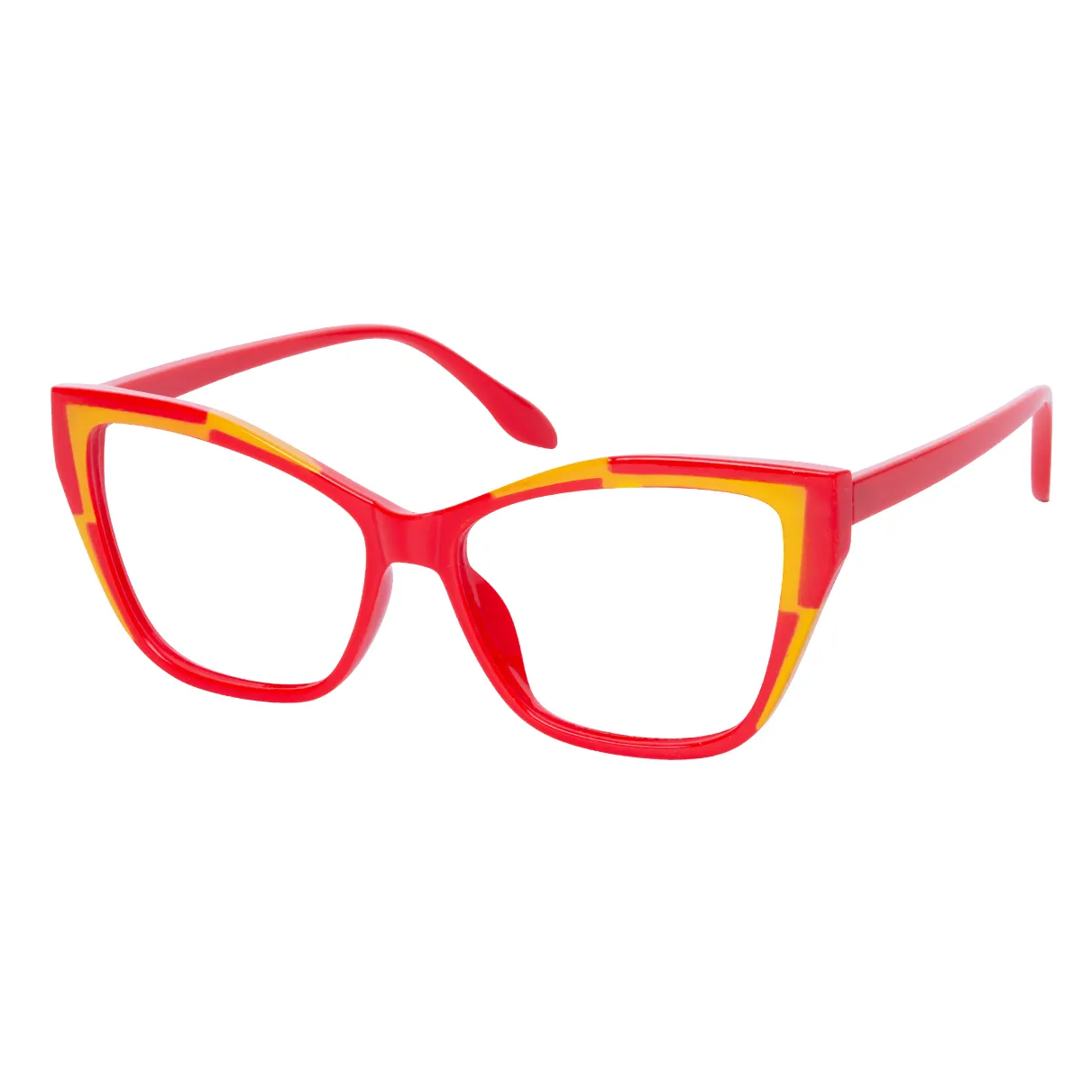 Coleen - Cat-eye Red-Yellow Glasses for Women