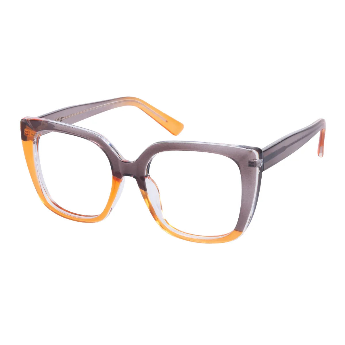 Wren - Square Grey-Orange Glasses for Women
