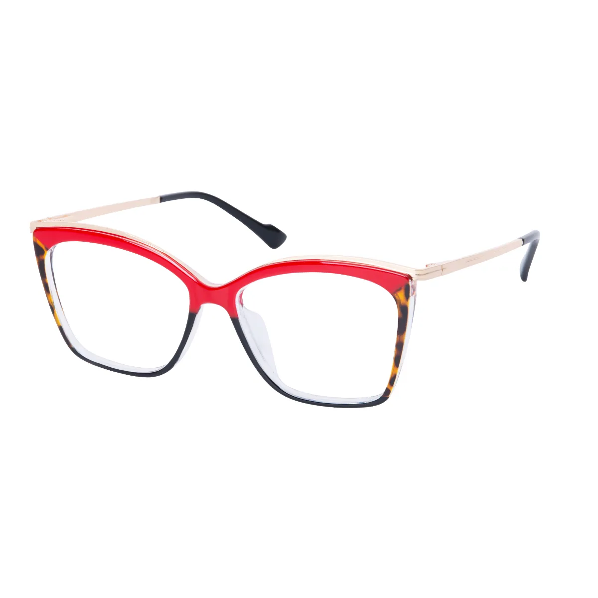 Saffron - Square Red-Black Glasses for Women