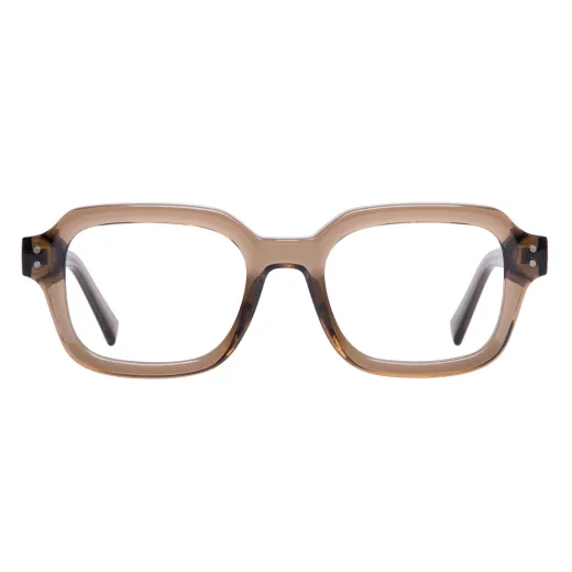 Casey - Square Translucent-Brown Glasses for Men & Women
