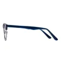 Damian - Browline Blue-Silver Glasses for Men & Women