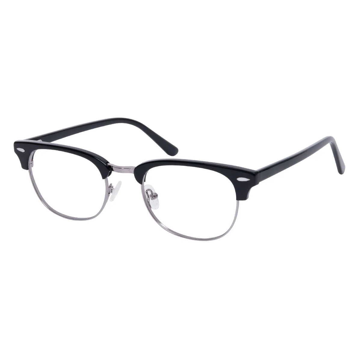 Andres - Browline Black-Silver Glasses for Men & Women