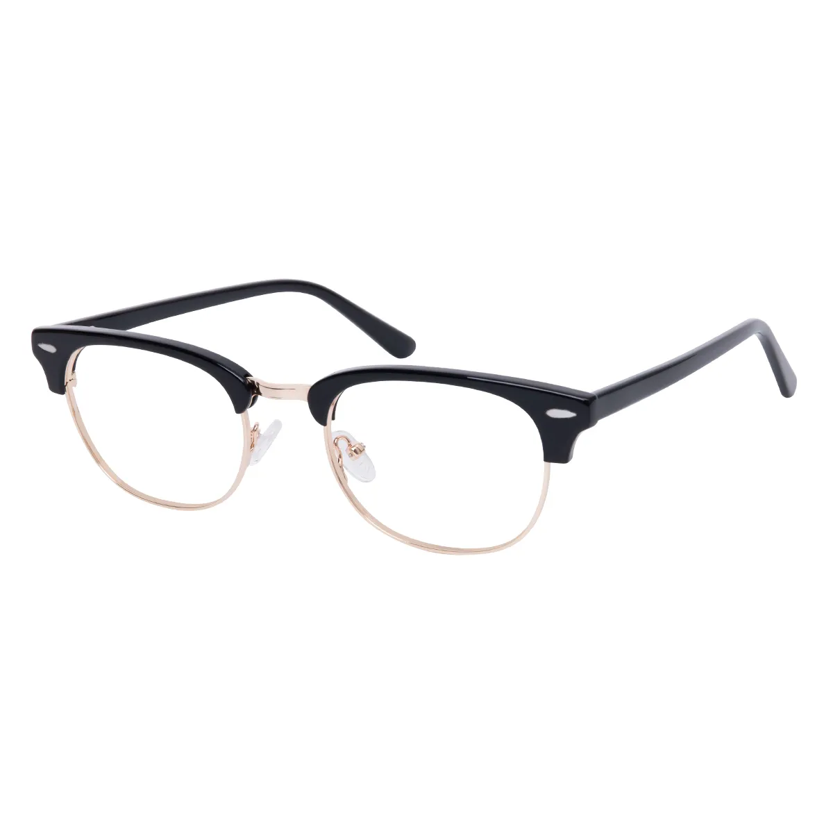 Andres - Browline Black-Gold Glasses for Men & Women