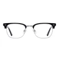 Nathan - Browline Black-Silver Glasses for Men & Women