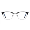 Nathan - Browline Blue-Silver Glasses for Men & Women