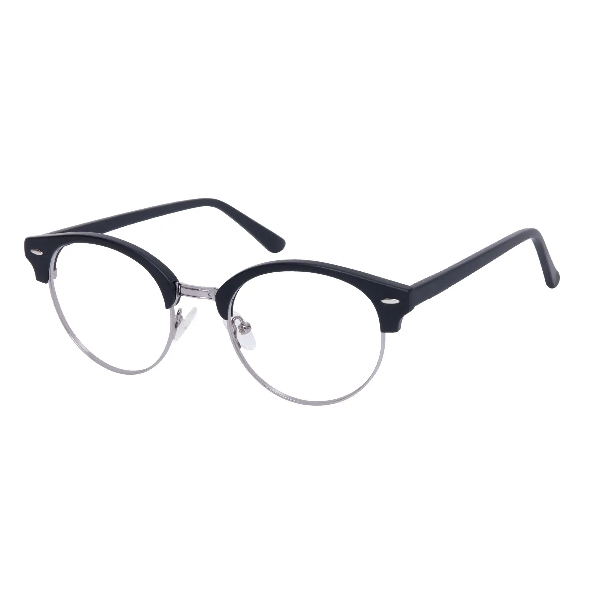 Alaric - Browline Matte Black Glasses for Men & Women