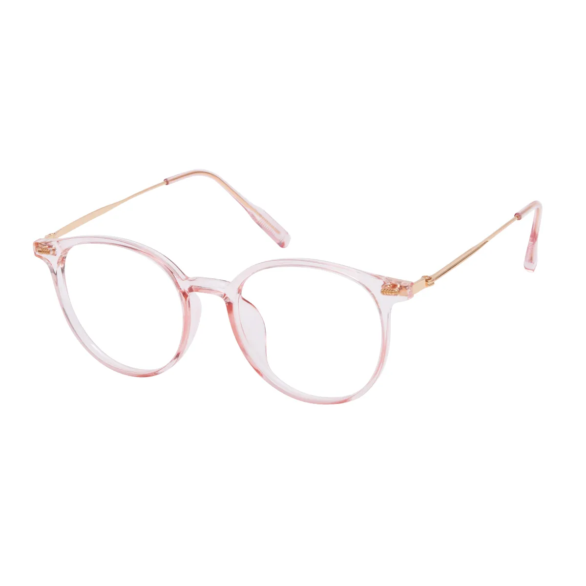 Skylar - Round Translucent Pink Glasses for Men & Women