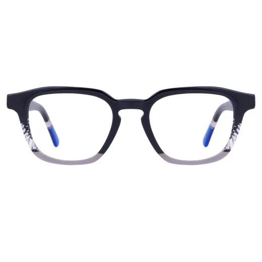 Frankie - Rectangle Black-Gray Glasses for Men & Women