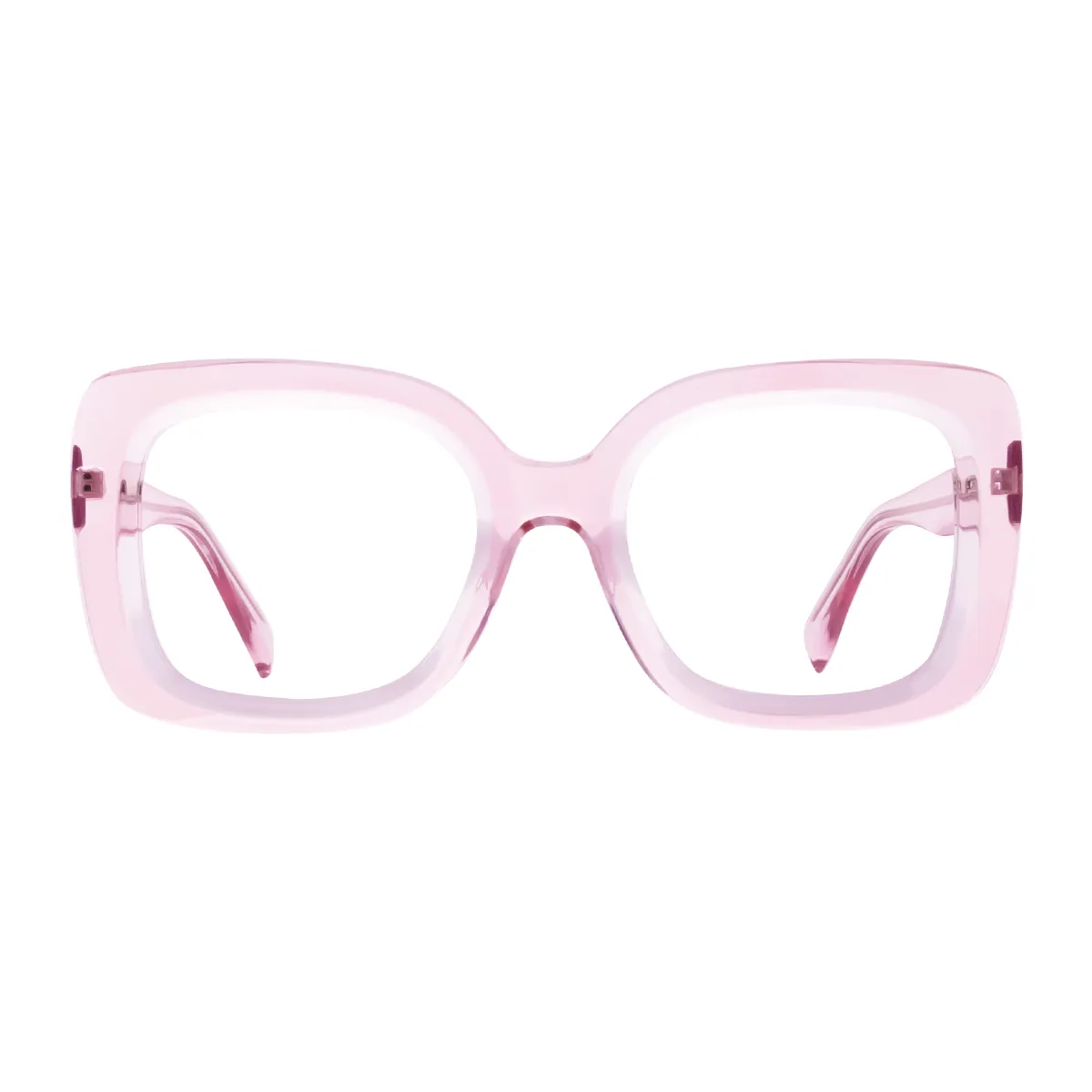 Madeline - Square Transparent-Pink Glasses for Women