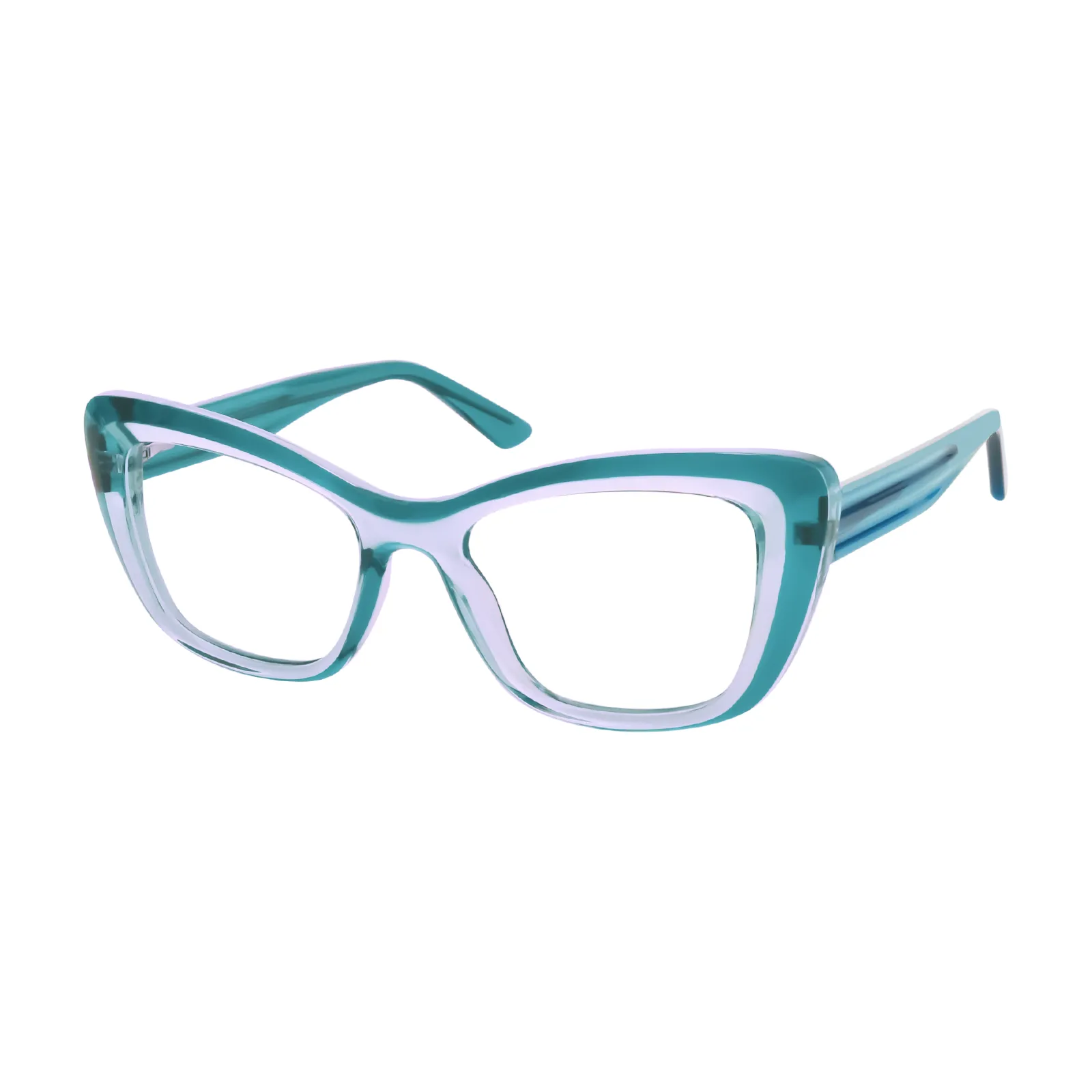 Buena - Cat-eye Transparent Green Glasses for Women