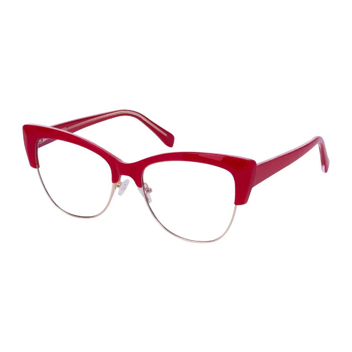 Kitty - Half-Rim Red Glasses for Women