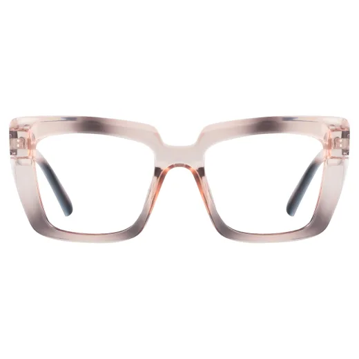 Ahmad - Square Transparent-Pink Glasses for Women