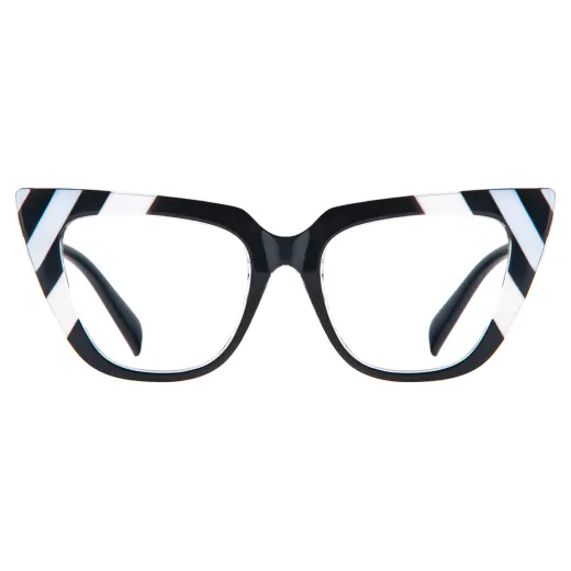 Josefine - Cat-Eye Black-White Glasses for Women