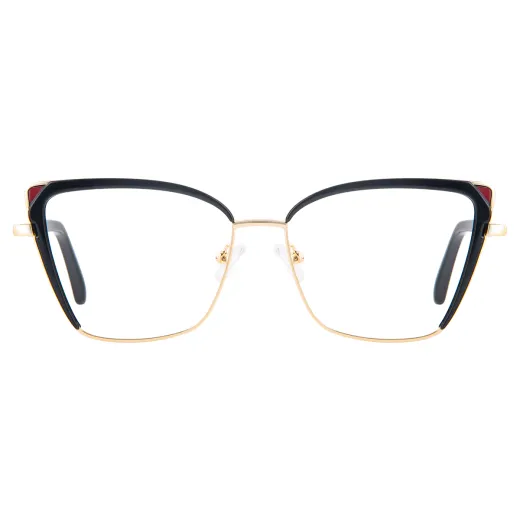 Bruna - Cat-Eye Black-Gold Glasses for Women