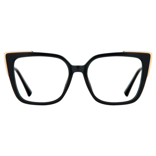 Juliana - Cat-Eye Black-Gold Glasses for Women