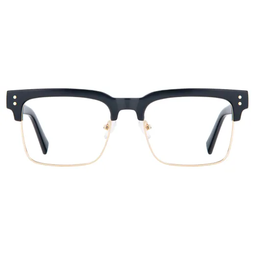 Aneta - Browline Black-Gold Glasses for Men & Women