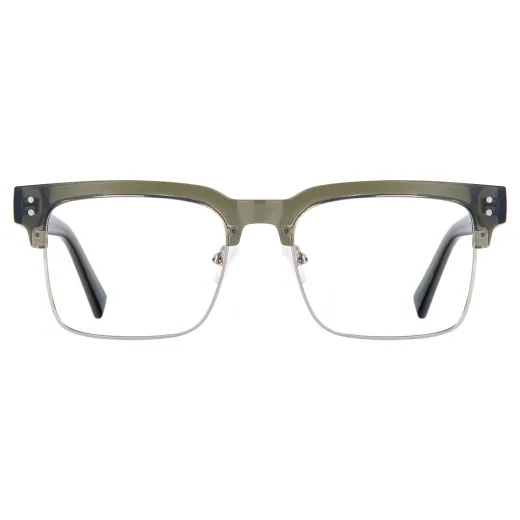 Aneta - Browline Green-Silver Glasses for Men & Women