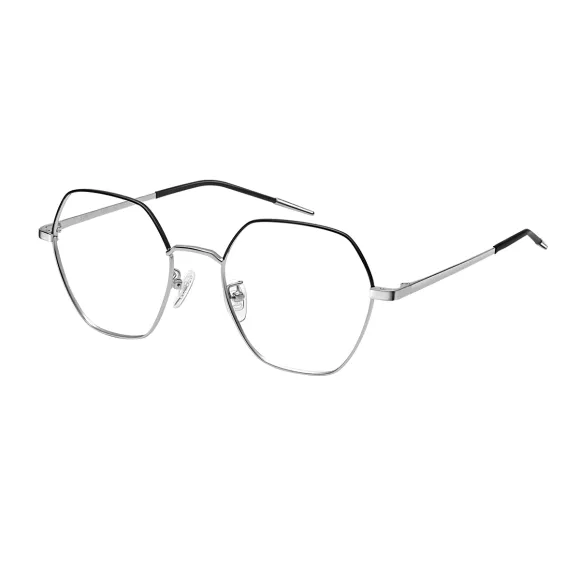geometric black-silver eyeglasses