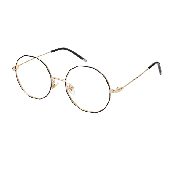 geometric black-gold eyeglasses