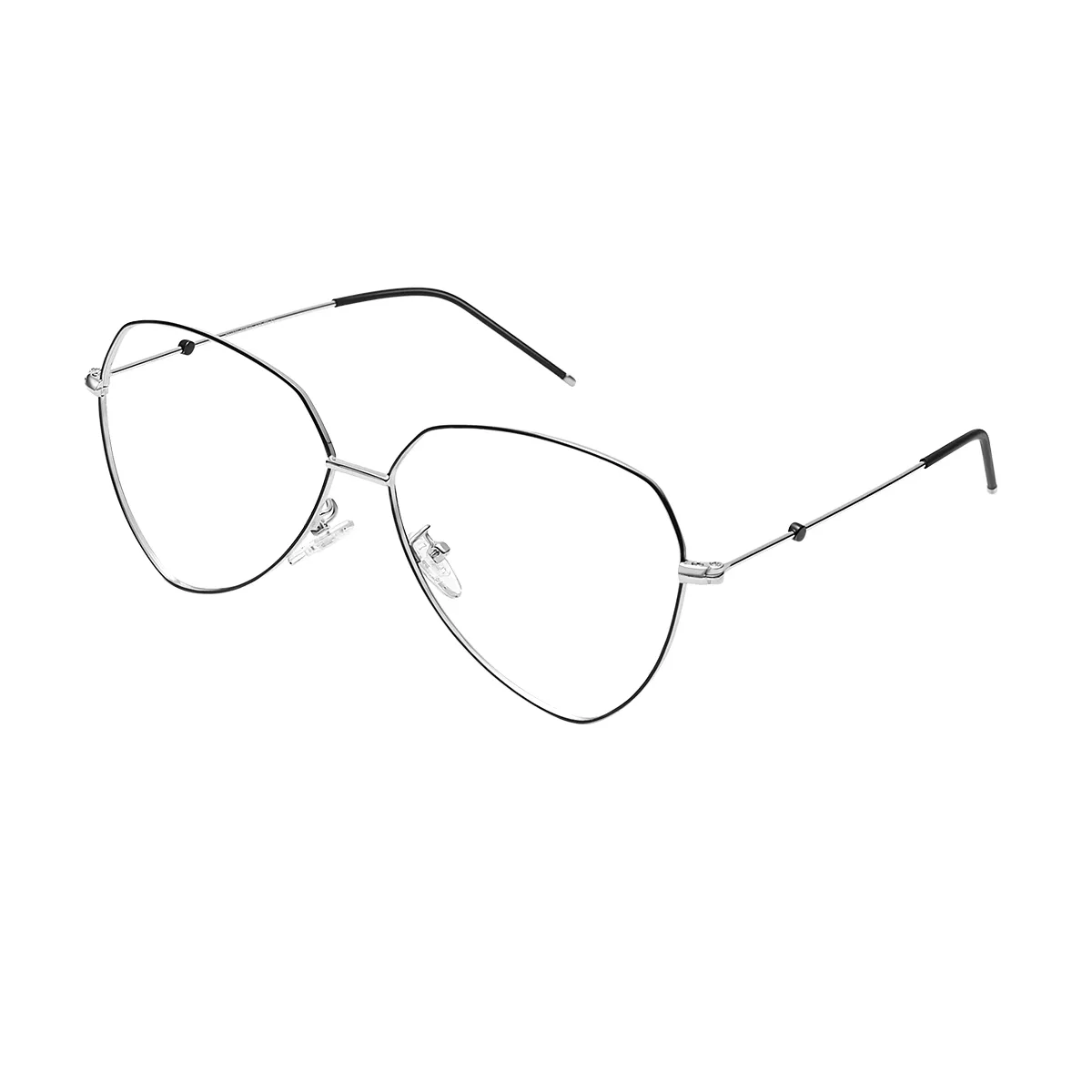 Spicer - Geometric Black-Silver Glasses for Men & Women