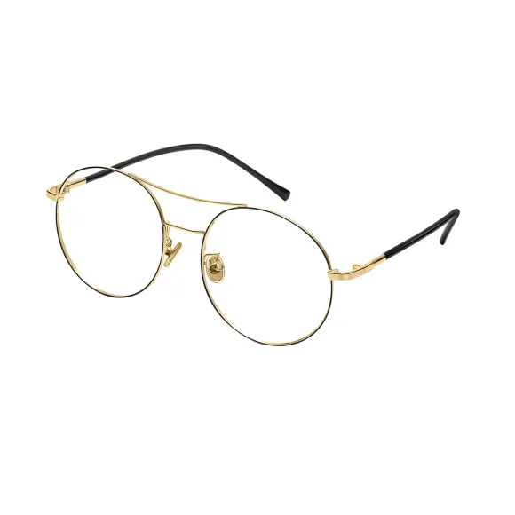 round black-gold eyeglasses