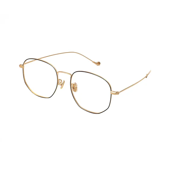 square black-gold eyeglasses