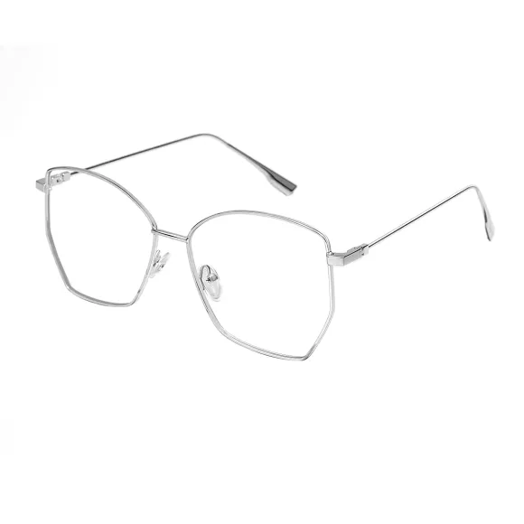 geometric silver eyeglasses