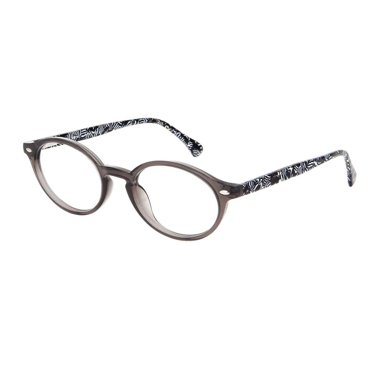 Elijah - Oval Gray Glasses for Women